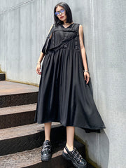 Original Minimalist Cool Pure Color Zipper Sleeveless Dress