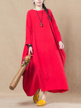 Ramie Cotton Loose Solid Maxi Dresses