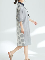 Stripe Stitching Loose Short-Sleeved Blouse Dress