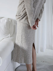 Winter Solid Simple Splited Skirt