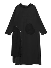 Splicing Color Loose Long Hooded A-Line Dress