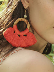 Bohemian Rattan Tassel Earrings