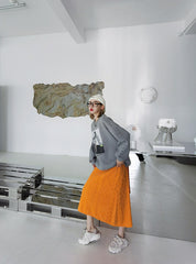 Elastic Waist Twist Woolen A-Line Skirt