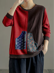 Retro Color Blocking Loose Sweater