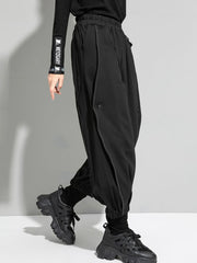 Loose Tight Waist Stitching Drawstring Casual Pants