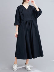 Original Solid Elasticity Waist Dress