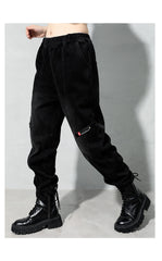 Solid Color Elastic Waist Sports Cropped Pants