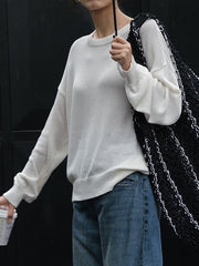 Simple Solid Color Crewneck Sweater