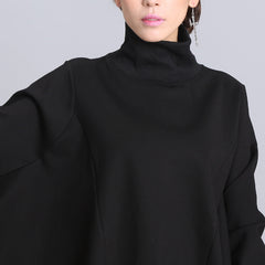 Black High-Neck Batwing Sleeves  Blouse