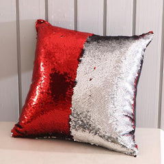 Sequined Color Contrast Square Pillow Case