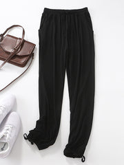 Comfortable Drawstring Elasticity Solid Pants