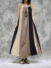 Stitching Contrast Color Hanging Wide Loose Simple Dress