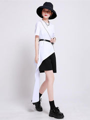 Simple Irregularity Solid T-Shirts Tops