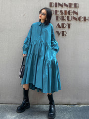Retro Long Sleeves A-Line Midi Dress