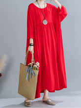 Retro Solid Color Loose Temperament Long Midi Dress