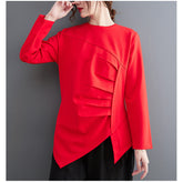 Loose Irregular Round Neck Long Sleeve T-Shirt