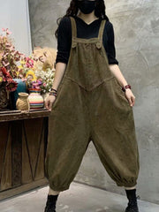 Corduroy Solid Color Casual Jumpsuit
