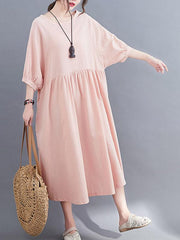 Original Solid Puff Sleeve Dress