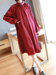 Vintage Lantern Sleeved Chiffon Blouse Dress