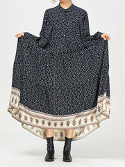 Vintage Paisley Printed Midi Dress