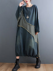 Collision Color Splicing Loose Midi Dress