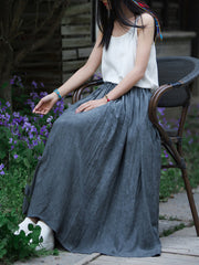 Large Hem Tie Dye Solid Color Loose Casual Skirt