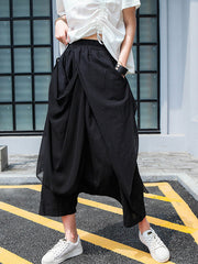 Irregular Solid Color Stitching Loose Casual Pants