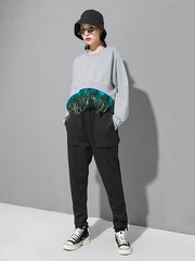 Original Feather Split-Joint T-Shirts Tops