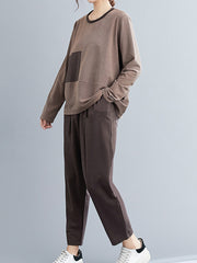 Two Pieces Loose Split-Joint Blouse And Harem Pants