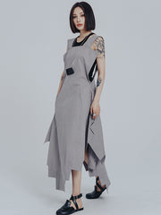 Casual Roomy Sleeveless Irregular Gray Maxi Dress