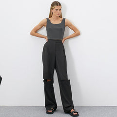 Retro Loose Trousers With Holes