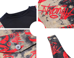 Two Pieces Solid Loose Midi Dress And Printed Vest