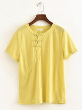 Solid Loose Button Vintage T-Shirt