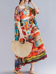 Loose Floral Printed Hemline Maxi Dress