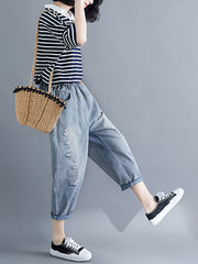High Waist Ripped Literary Loose Casual Pants