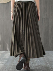 Plain Casual Pleated Skirt