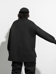 High-Neck Solid Batwing Sleeves Sweatshirt