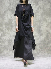 Original Solid Irregularity Pleats Dress