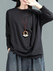 Ramie Cotton Solid Simple Shirt Top