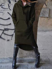 Fashion Hooded Irregular Long Hoodie