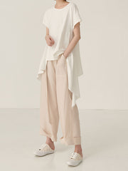 Original Solid Irregularity T-Shirts Tops