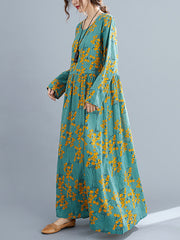Women Pastoral Style Retro Printed Dress