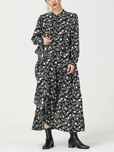 Women Retro Floral Long Sleeve Pullover Dress