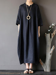 Loose Pure Color Cotton Long Robe
