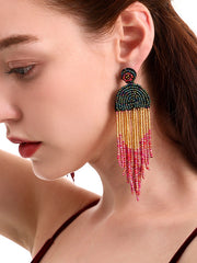 Colorful Rice Beads Bohemian Tassel Earrings