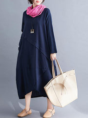 Casual Split-joint Cropped Long Sleeve Dress
