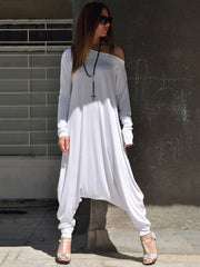 Simple Solid Color Long Sleeve Harem Jumpsuit