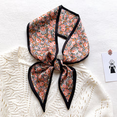 Small Floral Silk Scarf Clavicle Decoration Scarf