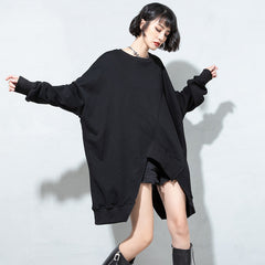 Personalized Round Neck Irregular Long Sleeve Top