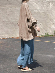 Linen Falbala Sleeves Ramie Cotton T-shirt